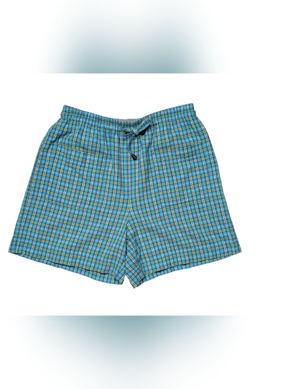 90s Lizwear Plaid Drawstring Women’s  Shorts in Blue-Green